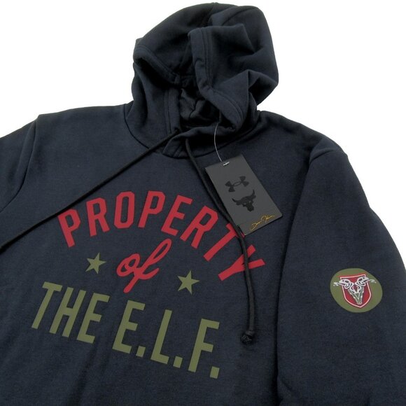 Under Armour UA Project Rock Property of The Elf Hoodie Mens Size Medium NEW - Picture 1 of 13